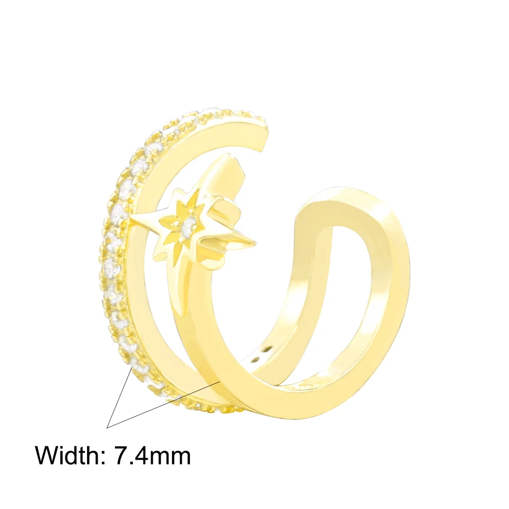 SHADOWHUNTERS الأصلي 925 فضة أقراط مشرقة ستار الأذن الكفة طبقتين كليب على الأذن لفتاة العصرية النساء المجوهرات #2