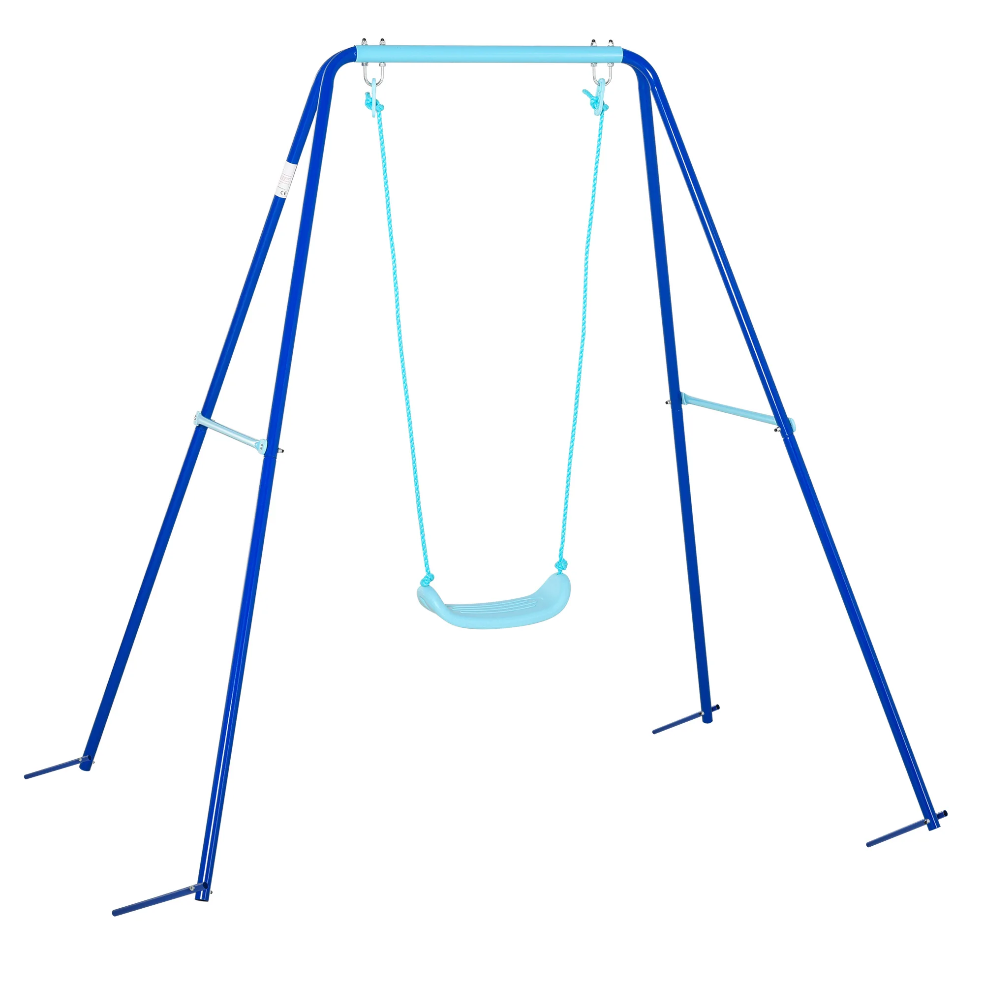 Outsunny children's Metal swing with stand and seat and children's rope for garden playground load Max. 30 kg 140x120x170cm blue