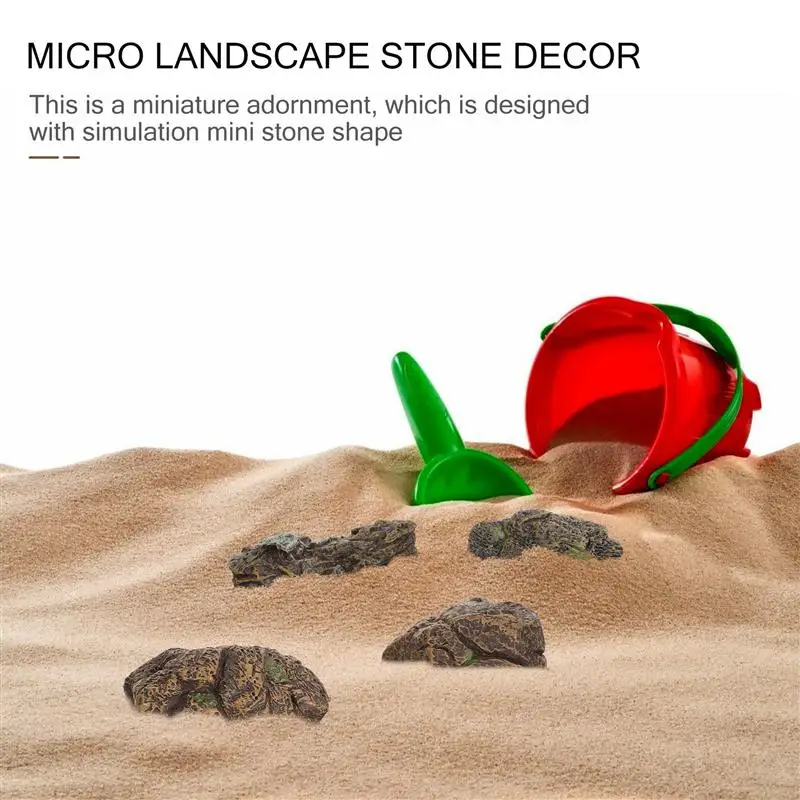 4pcs Simulation Premium Miniature Fake Sand Table Stones Stone Crafts Stones Models Sand Table Micro Landscape Stone Ornaments