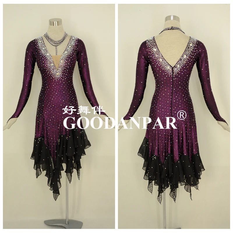 Latin dance dress lady for women latin dance costume sexy latin wear for competition Long Sleeve GOODANPAR