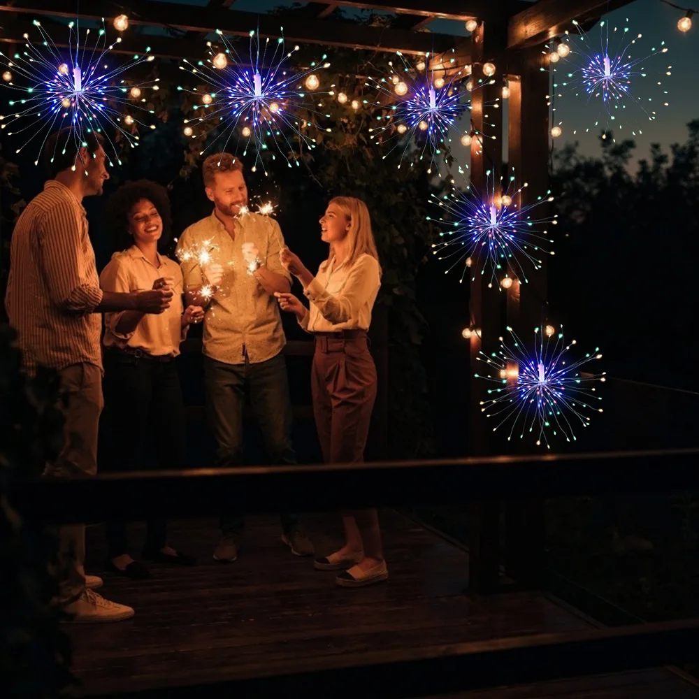 LED Firework Four in One String Light Twinkle Fairy Garland Lamp String USB Operated for Outdoor Indoor Party Dating Decoration