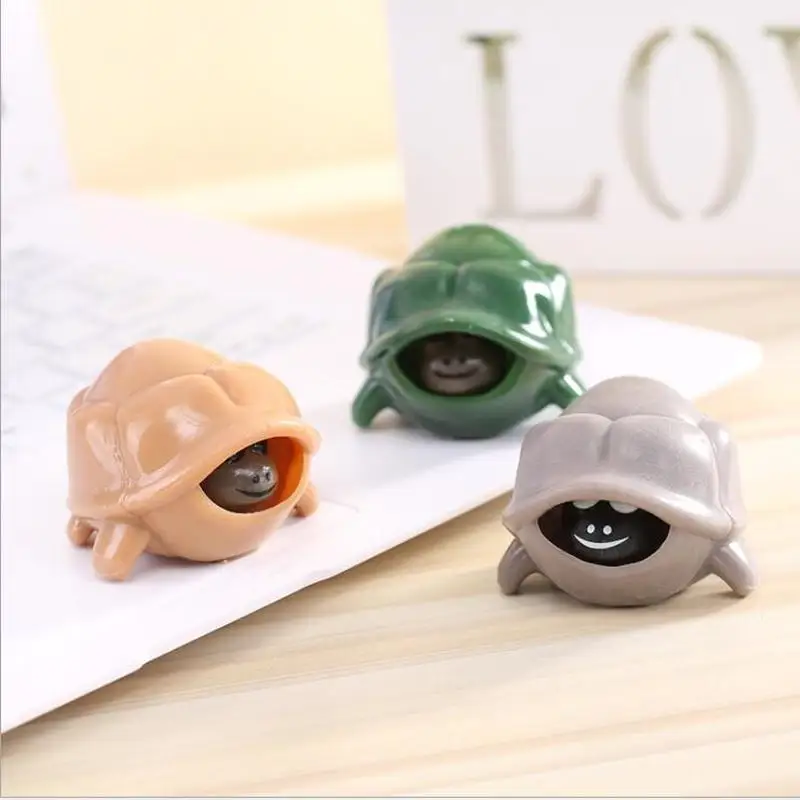 Squeeze Out Head Tortoise Funny Shrink Head Tortoise Squeeze Vent Decompression Tricky Children Adult Toys Stress Toy Keychain