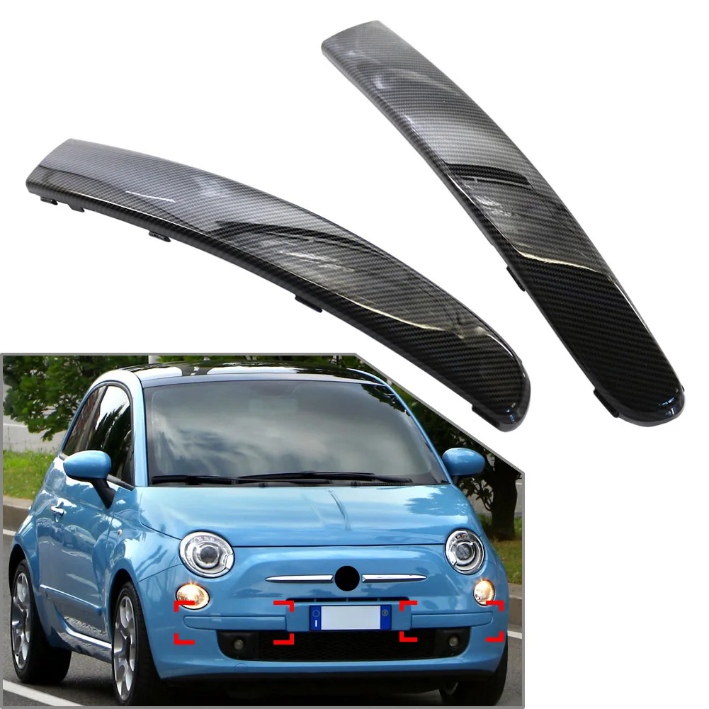 Car Right/Left Front Bumper Moulding Decorative Trim Carbon Fiber ABS For FIAT 500 2007 2008 2009 2010 2011 2012 2013 2014 2015