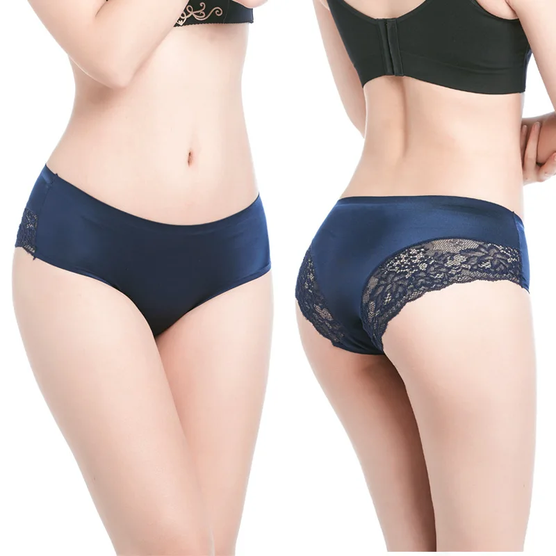 2Pcs Women\'s Cotton Underwear Sexy Lace Panties Mid-Waist Hollow Female Briefs Hip Lift Underpants For Lady Plus Size Lingerie