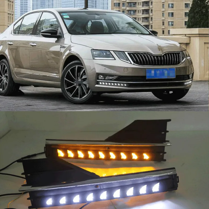 LED Daytime Running Lights for Skoda Octavia 2018 2019 Fog lamp house 12V ABS DRL Car styling White