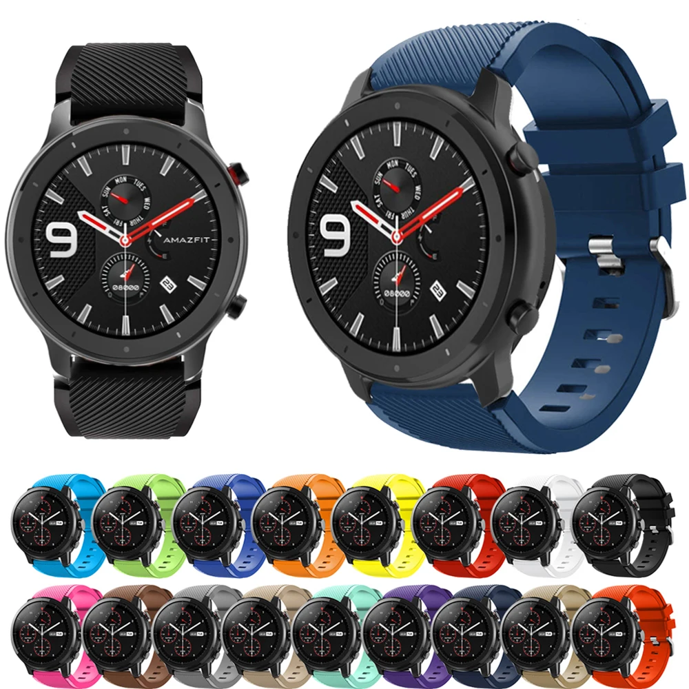 22 Mm Dây Silicone Dây Đeo Cho Huami AMAZFIT GTR 47 Mm/Tốc Độ/Stratos/3/2/2 ban Nhạc Thập Niên Dành Cho Samsung Galaxy Samsung Galaxy Dây 46 Mm/Gear S3 Vòng Tay