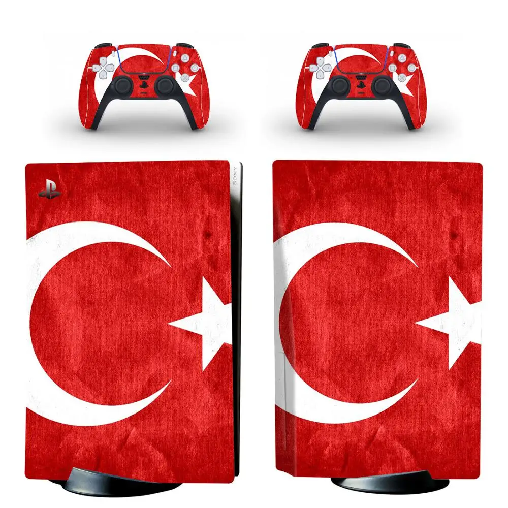 تركيا العلم PS5 القياسية القرص طبعة الجلد ملصق مائي غطاء ل بلاي ستيشن 5 وحدة التحكم وأجهزة التحكم PS5 الجلد ملصق الفينيل