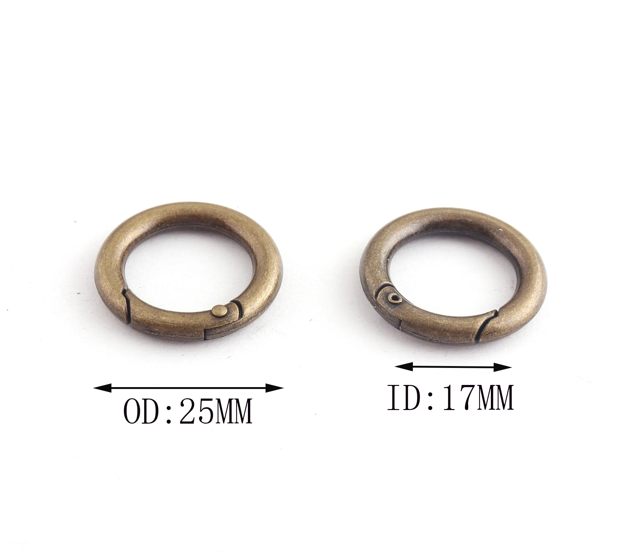 17mm Inner Size O Rings Antique Bronze Carabiners Clips Snap Hooks Trigger Buckle Zinc Alloy DIY Accessory 10pcs