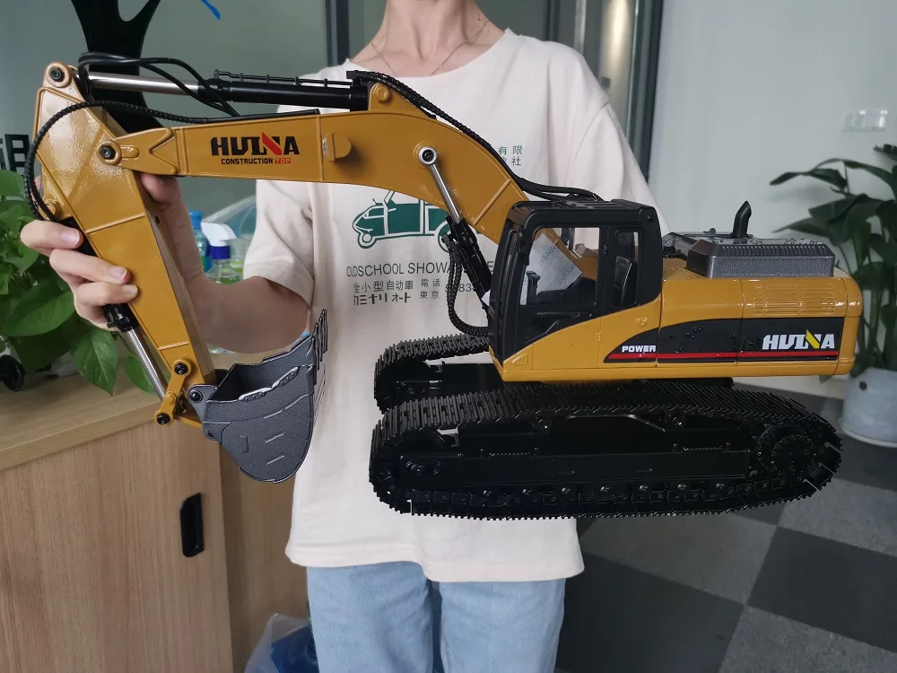 1:14 Huina 580 Rc Excavator Full Alloy Hydraulic 2.4G Radio Controlled Car 23Ch Construction Caterpillar Truck Toys for Boy Kid