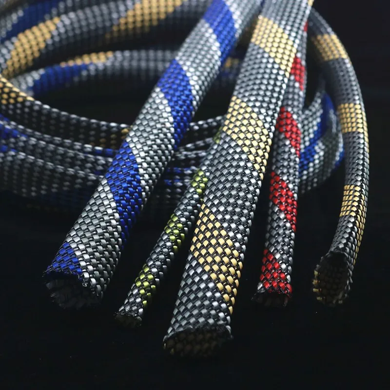 10m 3 ~ 20mm XSSH Audio OEM HIFI Shield Suspension Screen Woven Rayon Nylon Cotton Snakeskin Mesh Knit Braided Cable Sleeve Tube