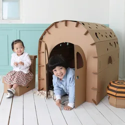 Manual  Kid's Game House Play Tent Diy Paper House Creative Intelligence Children's Day Gift Play Houses for Kids Play Room