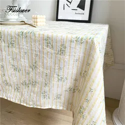 Cotton Linen Tablecloth for Table Floral Striped Pattern Rectangular Table Cover for Living Room Kitchen tapete mantel mesa
