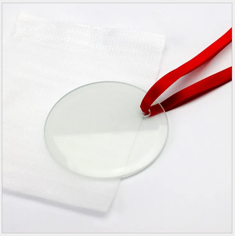 

Free Shipping 12pcs/lot Sublimation Blank Round Christmas Decoration Glass Pendant for Sublimation INk Transfer Printing DIY