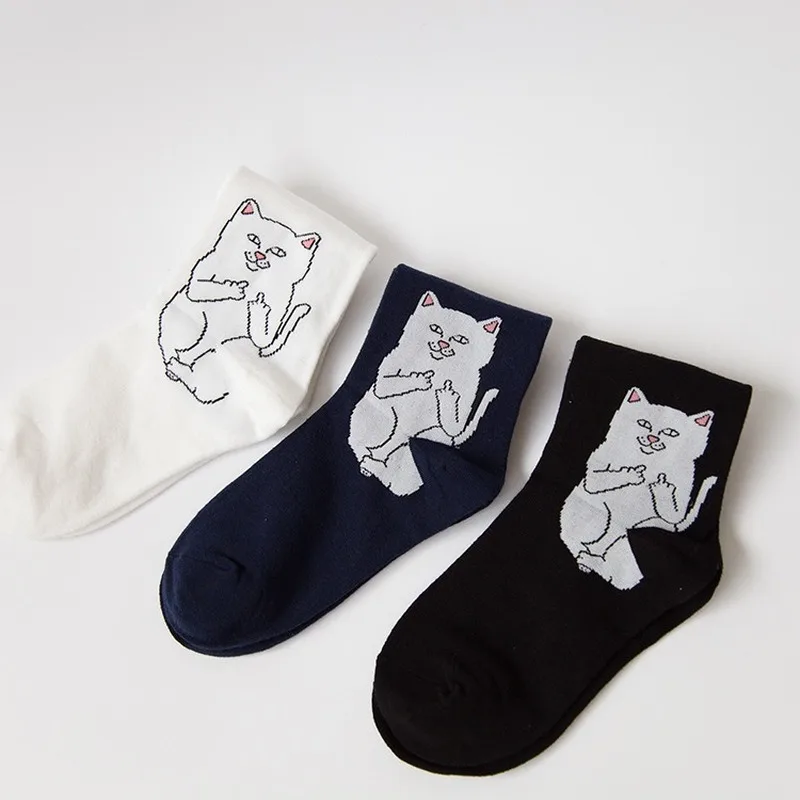 Fashion Street Art Funny Alien Planet Socks Personality Creative Funny Cartoon Cat Breathable Men Socks Happy Unisex Long Socks