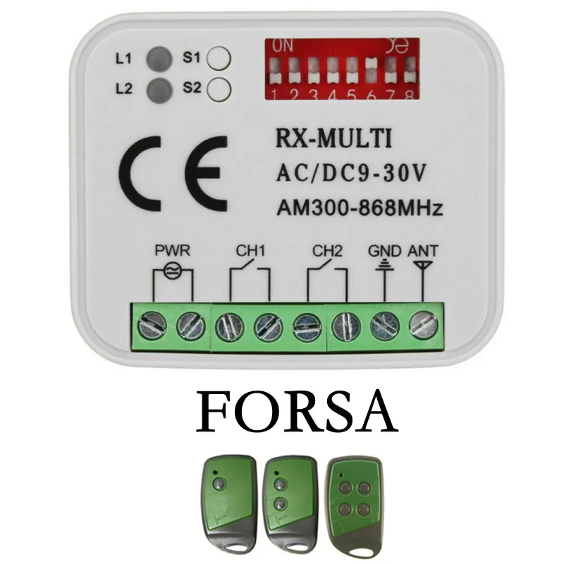 For FORSA garage remote control 433.92MHz roll code door opener FORSA Commander 300-868mhz receiver