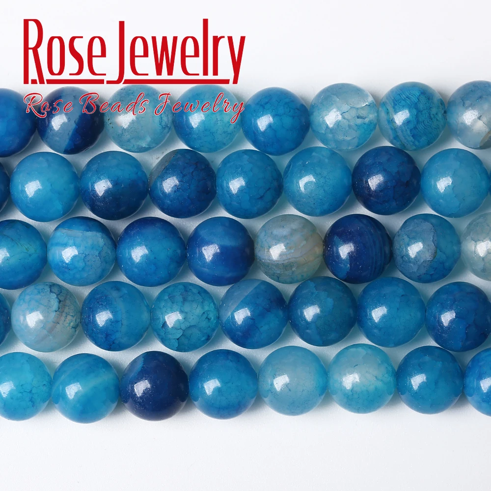 

Natural blue Dragon Veins Agates Stone Spacer Beads For Jewelry Making DIY Necklace Bracelet 4mm-12mm Round Loose Beads 15"