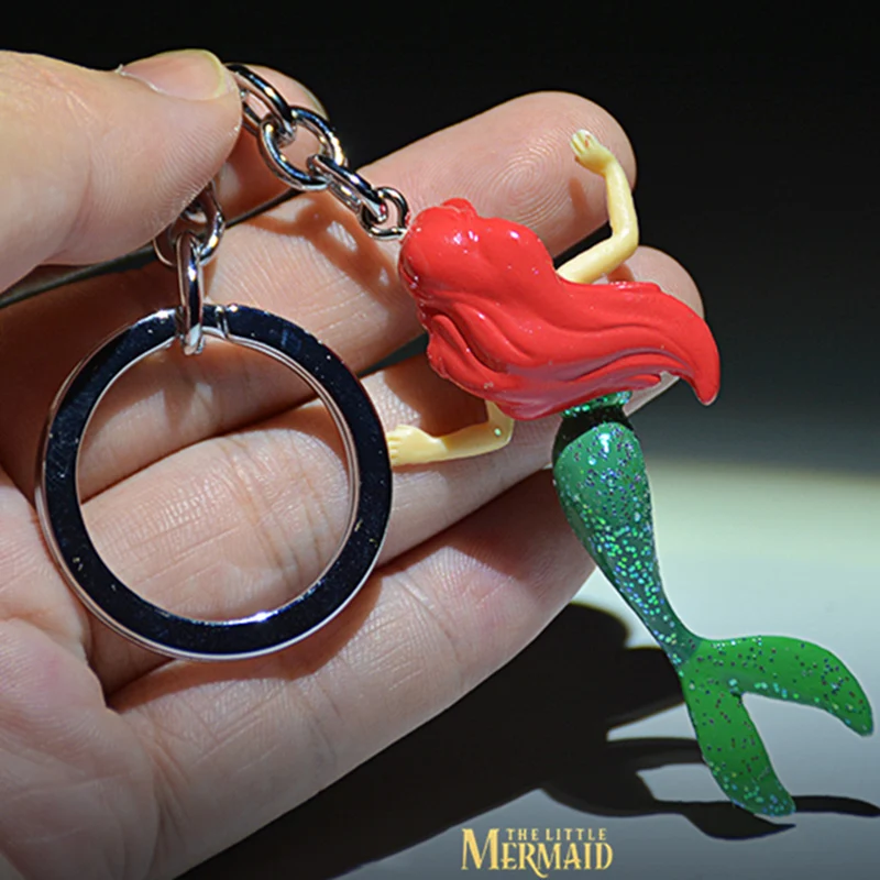 ديزني ذا ليتل ميرميد الأميرة عمل أرقام اللعب ارييل شخصيات كرتونية سلاسل المفاتيح حقيبة قلادة هدايا للأطفال #3