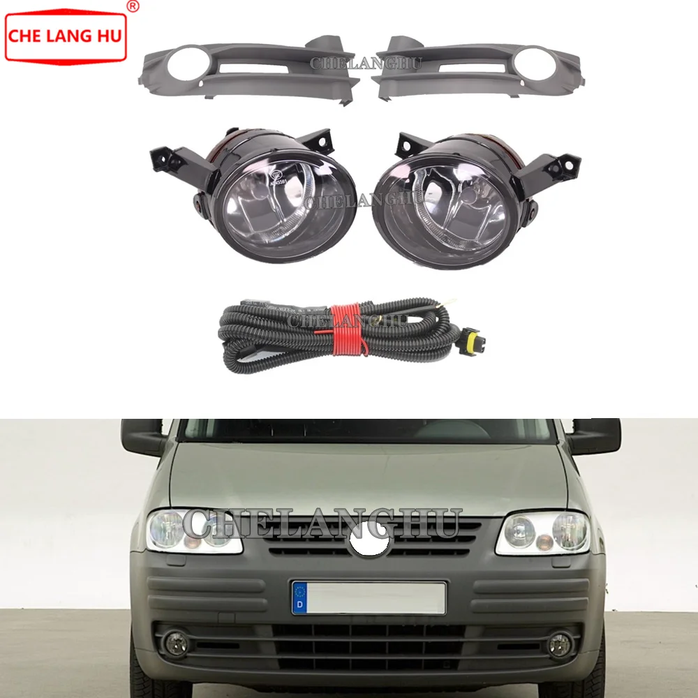 For VW Caddy 2003 2004 2005 2006 2007 2008 Car-styling Front Bumper Fog Lamp Fog Light + Fog Lamp Grille Cover + Wire