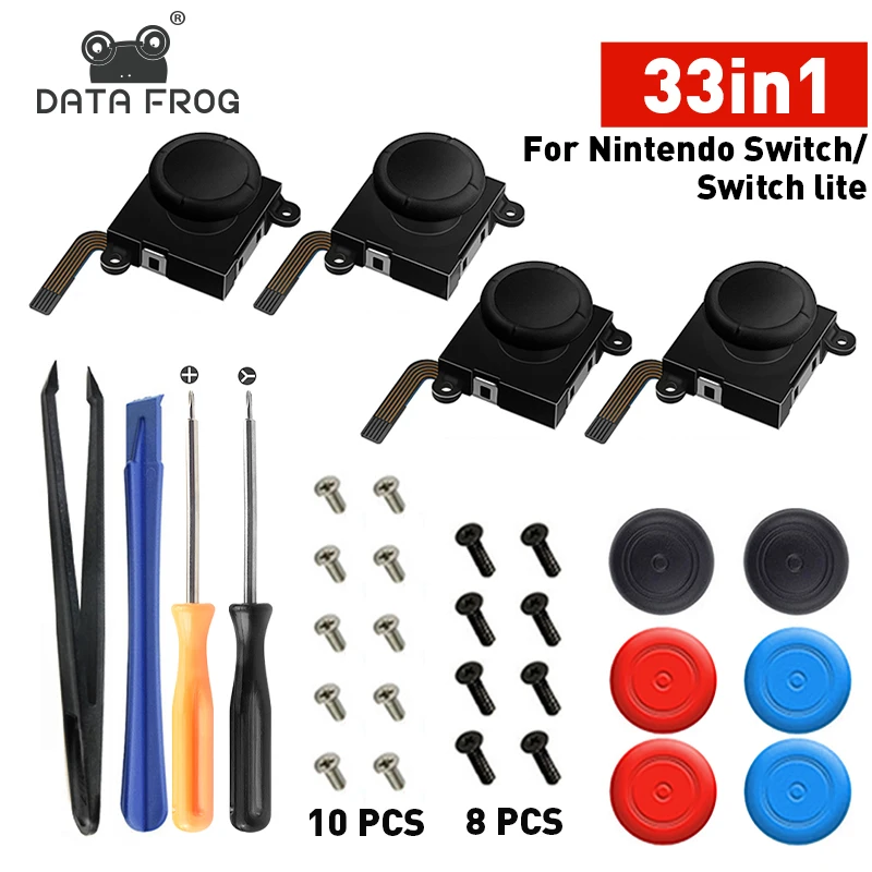 DATA FROG 33 IN 1 Replacement 3D Analog Stick For Nintend Switch Joy-Con Thumb Sticks For Switch Lite Joystick Repair Tool Kit