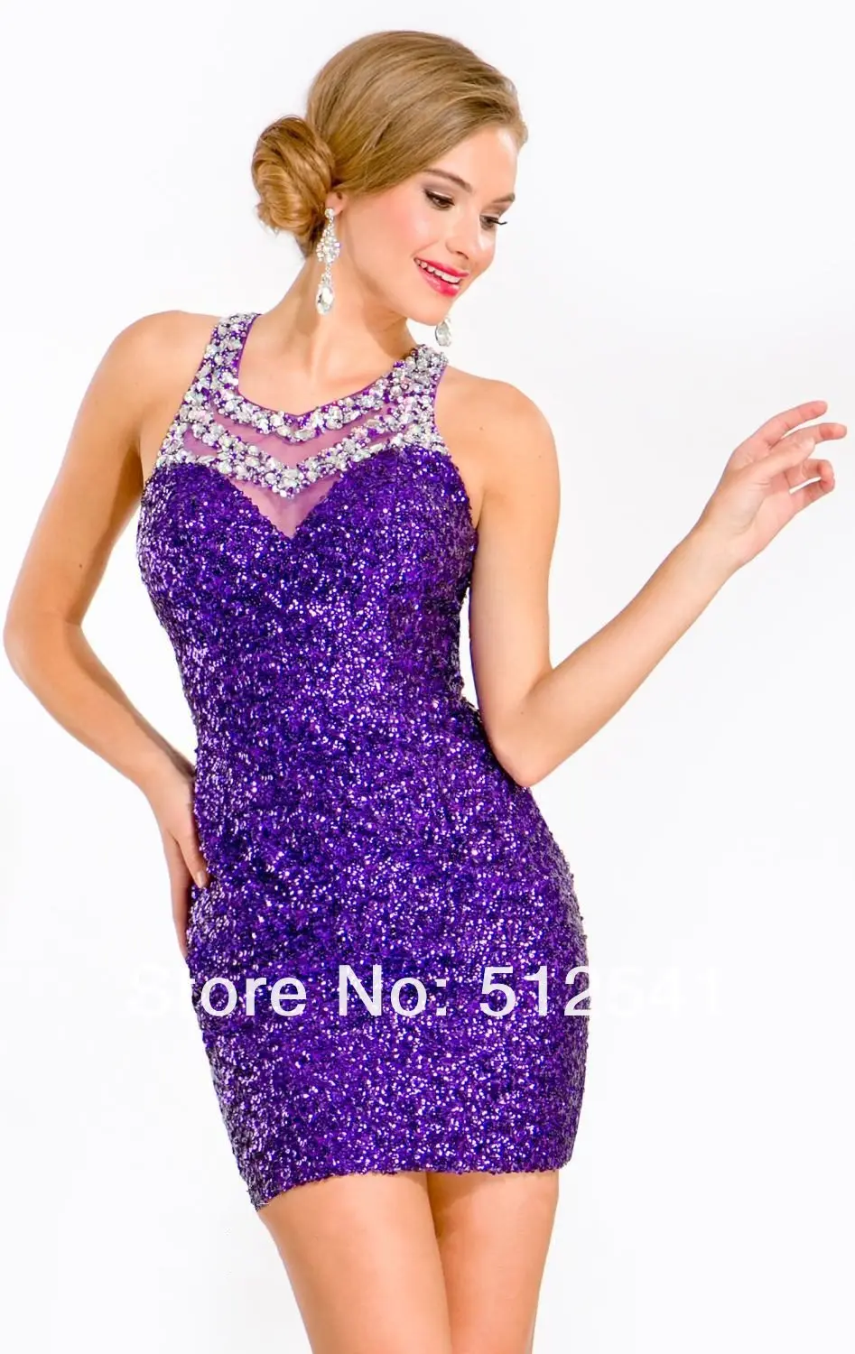 purple halter Girl Cocktail Dresses Tierd beading crystal Top Party Plus Size Homecoming Dresses 15 ans Girl Graduate Dress