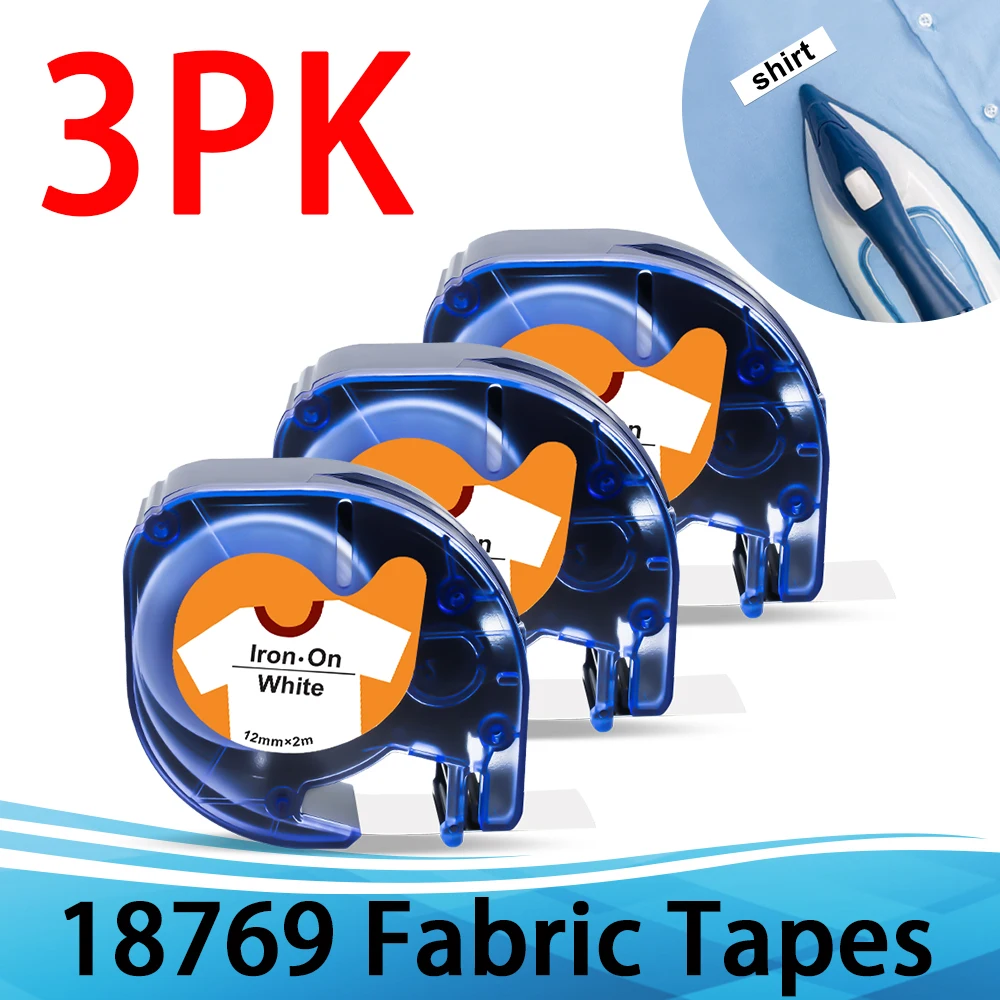 

Этикетки 3PK 12 мм 18769 18773 18777, совместимые с Dymo Letratag LT, ленты, черно-белые тканевые ленты для Dymo QX 50 LT100H 2000