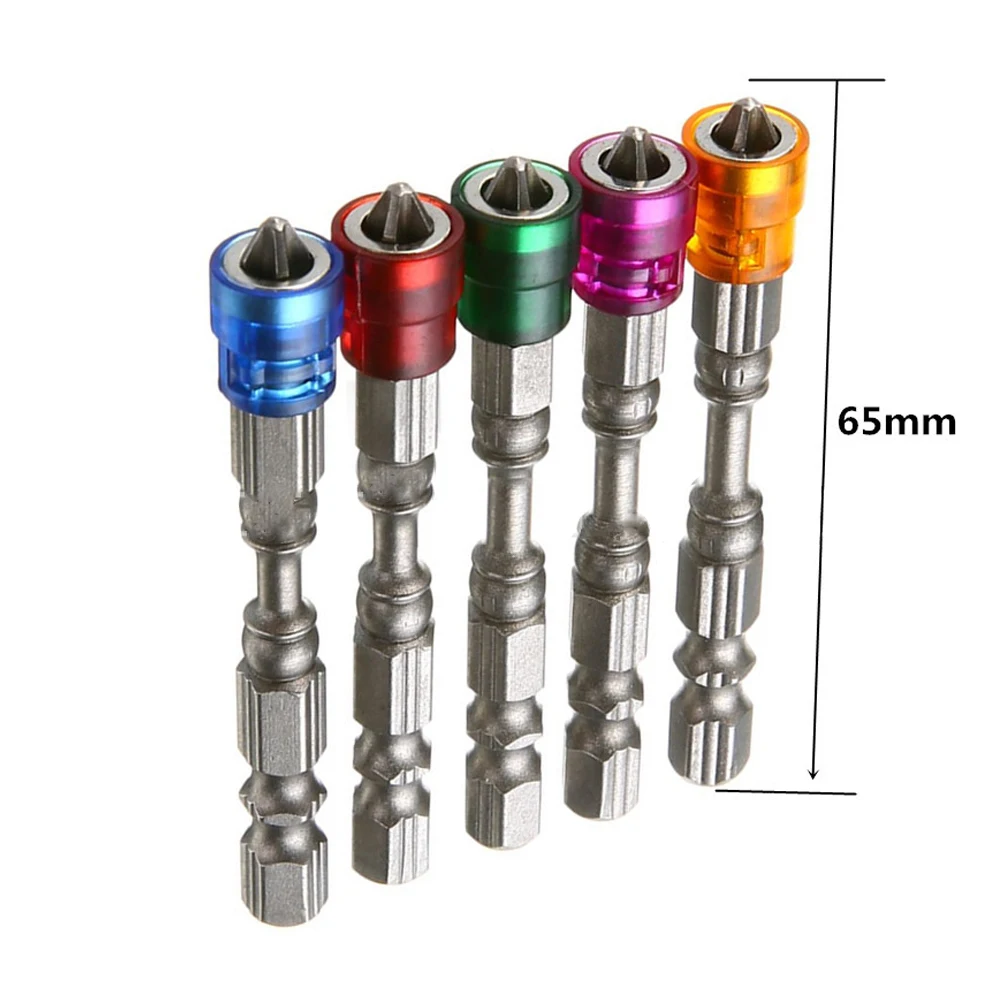 65mm PH2 Phillips Magnetic Screwdriver Bits S2 Steel Cross Head Screw Hex Magnet Driver Bit Kit Holder Ring