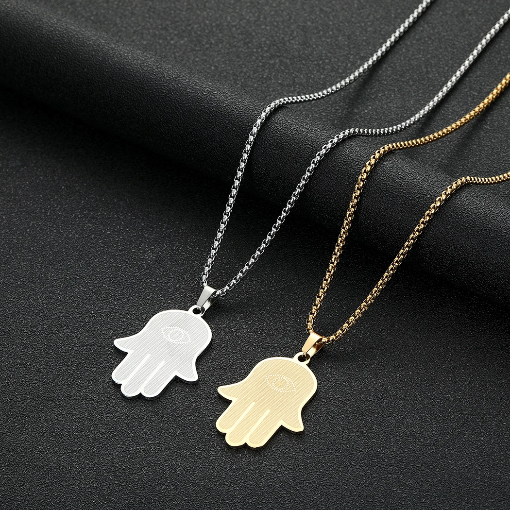 CHENGXUN Hamsa wyczyść wisiorek oko proroka naszyjnik ręcznie naszyjnik charms dla kobiet mężczyzn łańcuch amulet ze stali nierdzewnej nowy biżuteria prezent