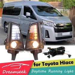 LED DRL Daytime Running Light for Toyota Hiace Commuter 2019 2020-2025 Fog Lamp with Dynamic Sequential Turn Signal OE Style