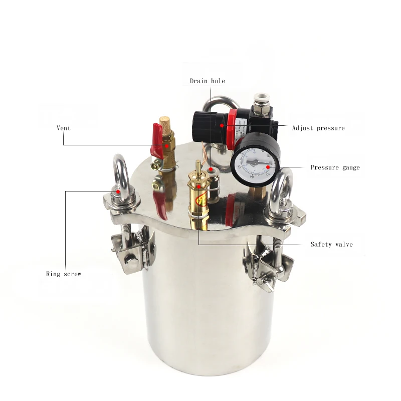 jimy  3L  stainless steel carbon steel pressure tank,distributor tank,dispensing bucket,with safety valve,regulating valve