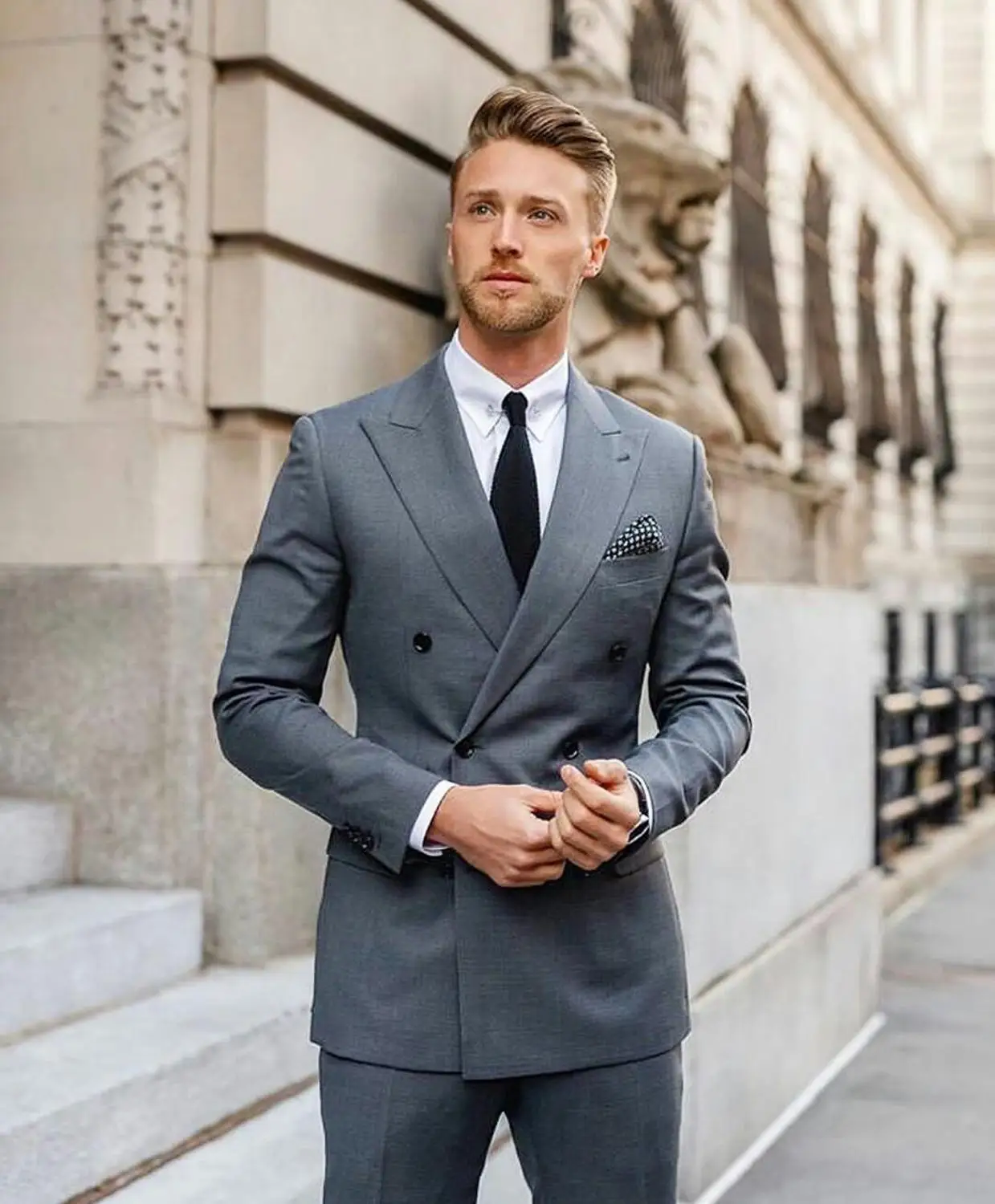 

Gray Men Wedding Suits Summer Beach Double Breasted Groom Tuxedos Mens Wedding Prom Blazer 2 Pieces