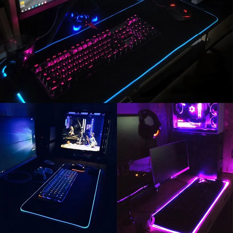 Imagem -06 - Black Rgb Mouse Pad para Gamer Desktop Rgb Mousepad Gaming Room Acessórios Tapete do Mouse Tapete de Mesa Tapete de Teclado para Computadores