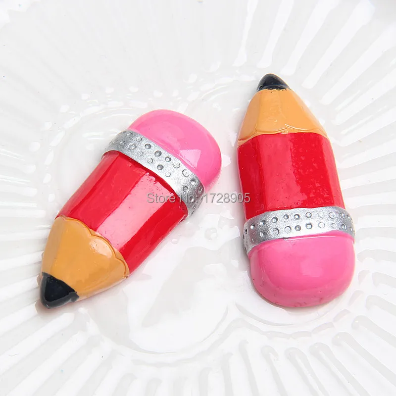 Pencil Charms for  Jewelry making 10pcs 37mm Resin Cabochons Flatback for Phone Resin Charms for Slime