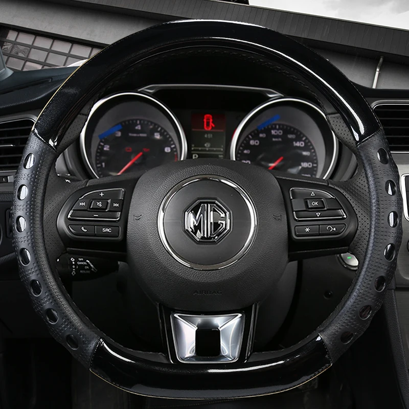 Carbon Fibre Car Steering Wheel Cover 15 Inch/38cm for MG 3 5 6 7 ZS HS GS EHS EZS GT EV RX Currency Accessories