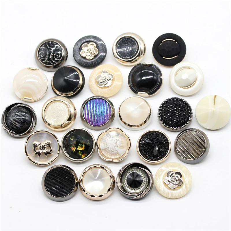 6Pcs/lot 15-30mm High-end diamond round clothes large buttons women's tops coats trench coats suit buttons C111