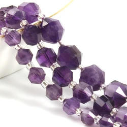 A+ Natural Amethysts Faceted Olive Shape Loose Gems Purple Beads for Jewelry Making DIY Gift Bracelets 7.5''inhces 6/8/10mm