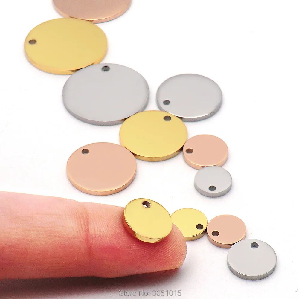 100pcs/Lot Stainless Steel Dog Id Tag Necklace Blank Round Plate Stamping Tags Custom Logo Charms Pet DIY Jewelry