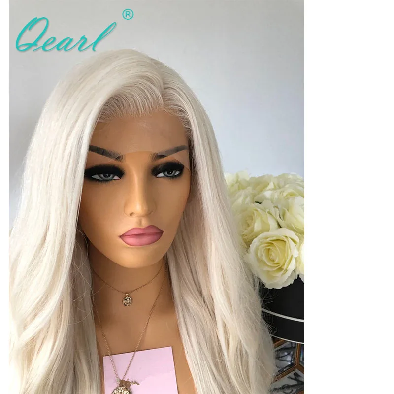 Wigs human hair White Blonde Wigs Human Hair HD Lace Front Wig 13x6 Icy Color Lace Frontal Wigs Full Lace Wig Pre plucked Qearl