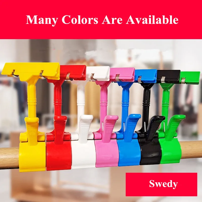 5 Pieces Double Plastic Sign Clips Merchandise Rotatable Pop Clip Sign Holder Stand Price Card Clips Clothing Rack Signs Tag