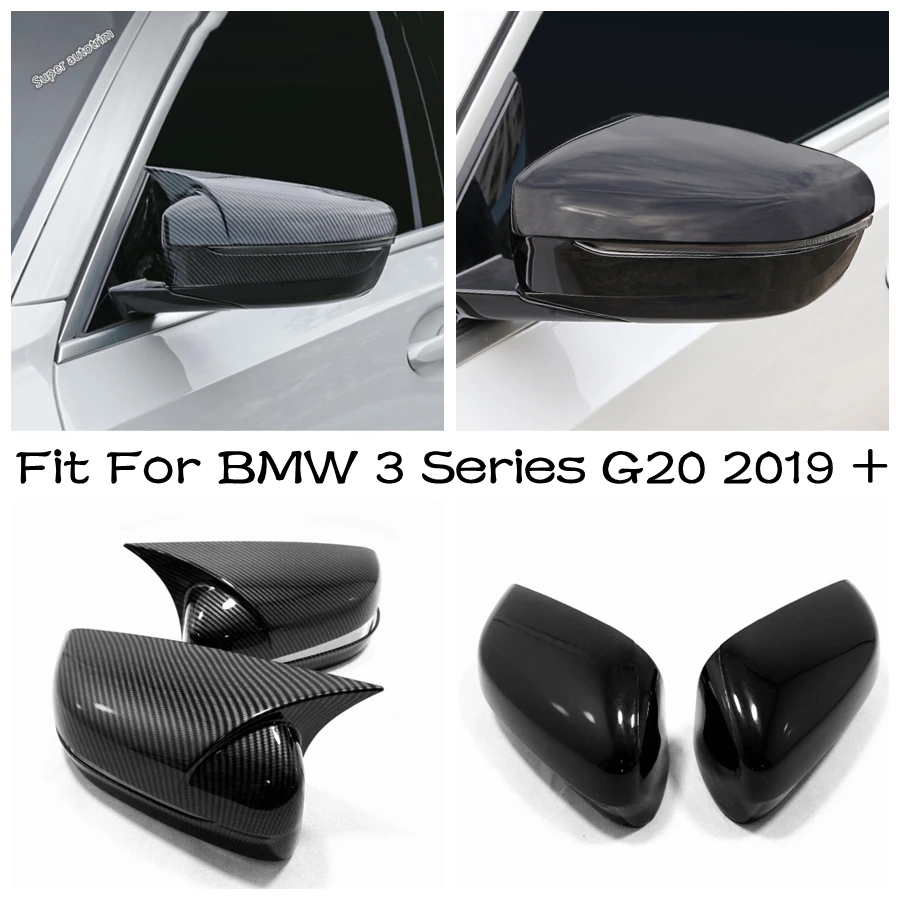 

Chrome Rearview Mirror Shell Cover Trim 2PCS Fit For BMW 3 Series G20 2019 - 2024 Black / Carbon Fiber Look External Spare Parts