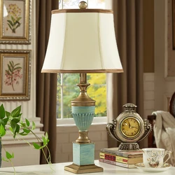European rural ceative resin art Table Lamps American design dimmer switch fabric E27 LED deco lamp bedside&foyer&studio LJDS001