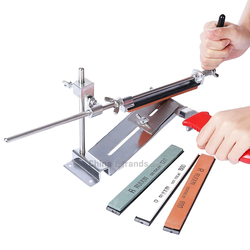 

RISAMSHA Professional Knife Sharpener Solid Kitchen Grinder Sharpening System with 4 Grindstone