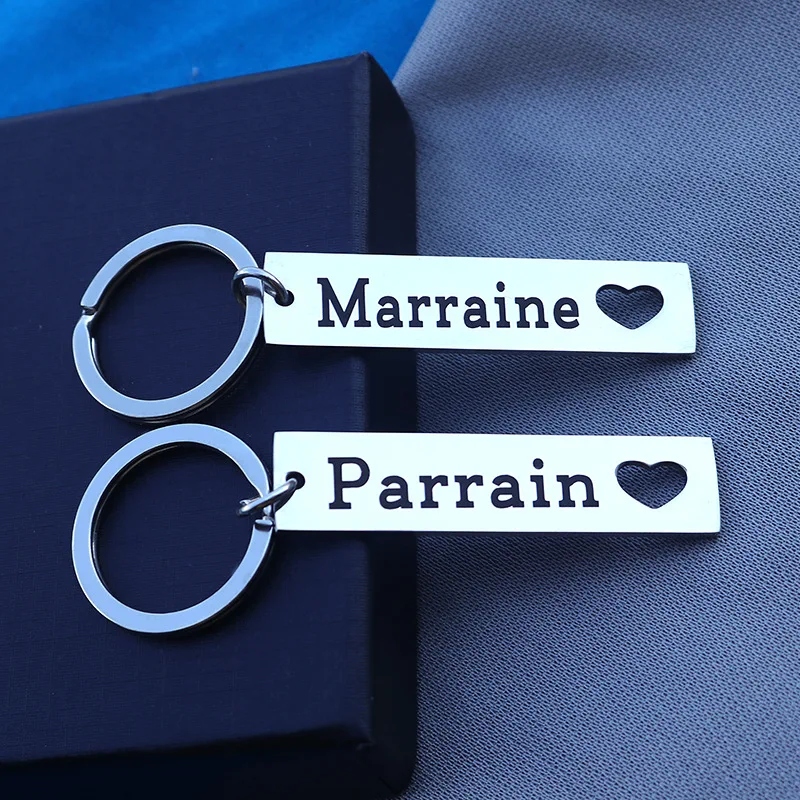 Porte-clés Marraine Personnalisé, Cadeau Parrain, Papa d'Amour, TMiamour, Le Parrain, La Marraine, 1 ou 2 Pièces