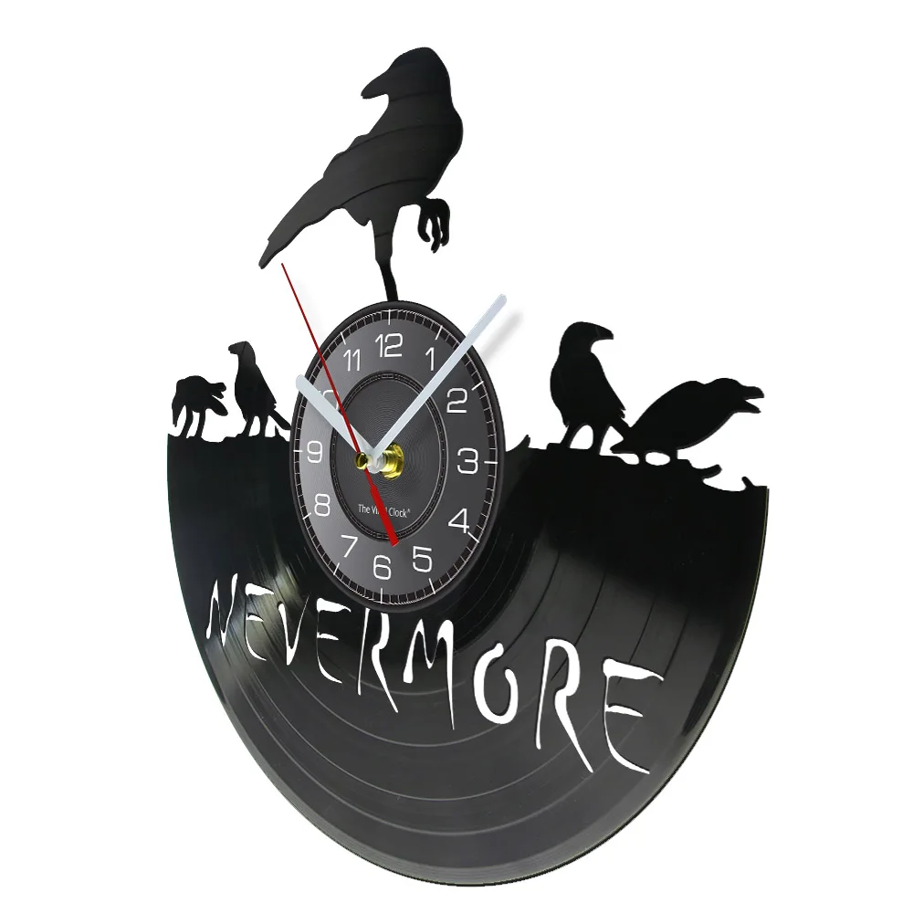 A Crowd Of Crows Vinyl Record Wall Clock Home Room Decor Raven Spirit Alchemy Black Hanging Watch Corvus Lover Favorite Gift