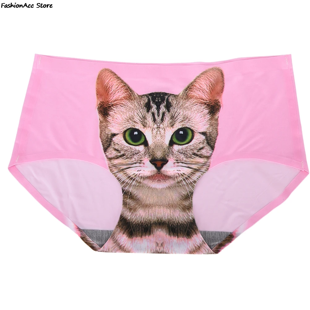 Sexy Pussycat Panties 3D Cat Print Underwear Clothes Funny Female Anti Emptied Women Brief