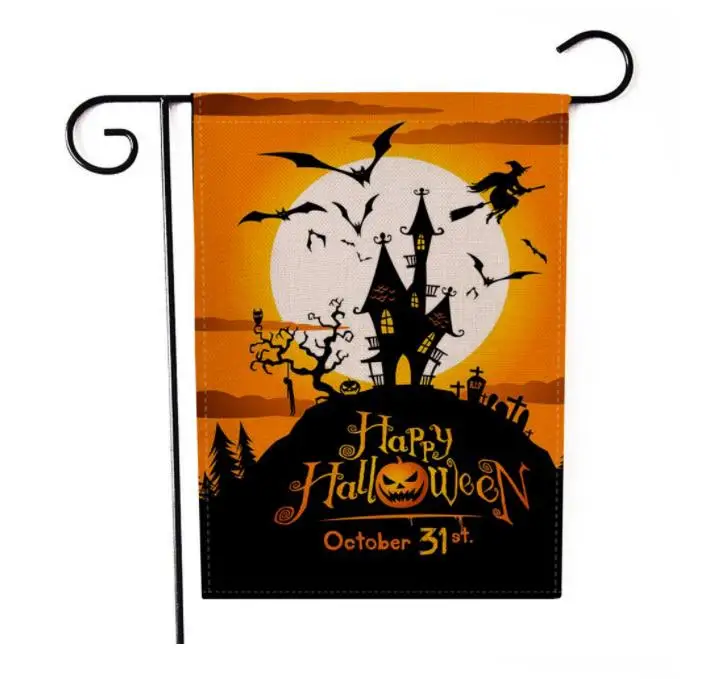 Halloween Linen Yard Garden Flag Trick Treat Ghost Happy Garden Decoration Flags For Outdoor Double-sided 9 Style SN1276