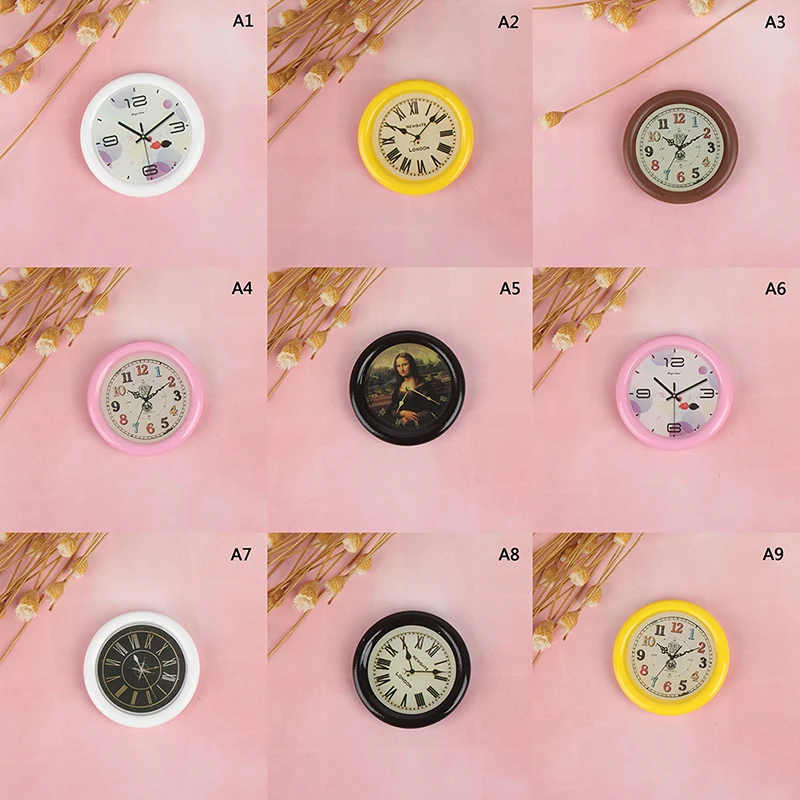 Multi Dollhouse Wall Clock Bird Octagonal Alarm Clocks Doll House Miniature Accessories Pretend Play Living Room Furniture Toys