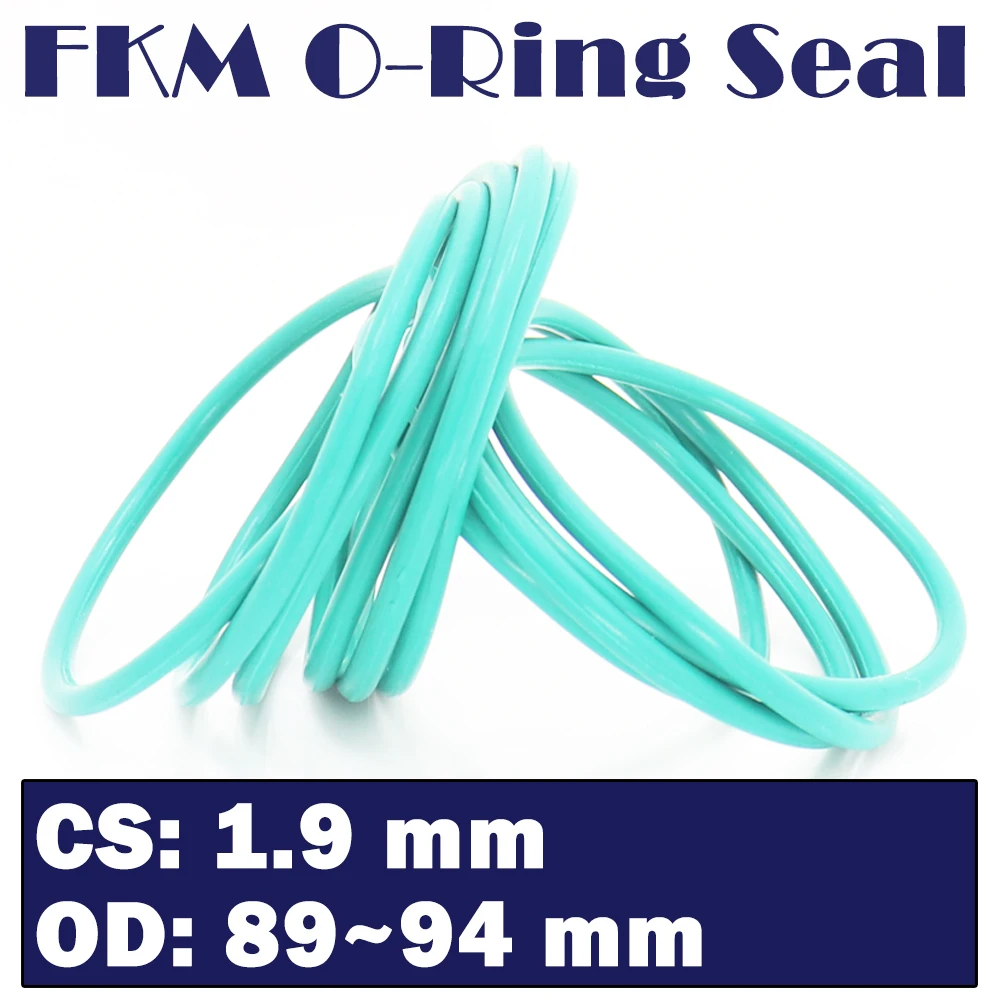 

CS 1.9mm FKM Rubber O RING OD 89/90/91/92/93/94*1.9 mm 20PCS O-Ring Fluorine Gasket Oil seal Green ORing