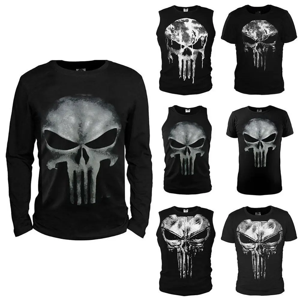 3D Punisher short sleeve Compression Casual shirt T shirt male 3 D T-shirt for male punishing body building long sleeved T-shirt