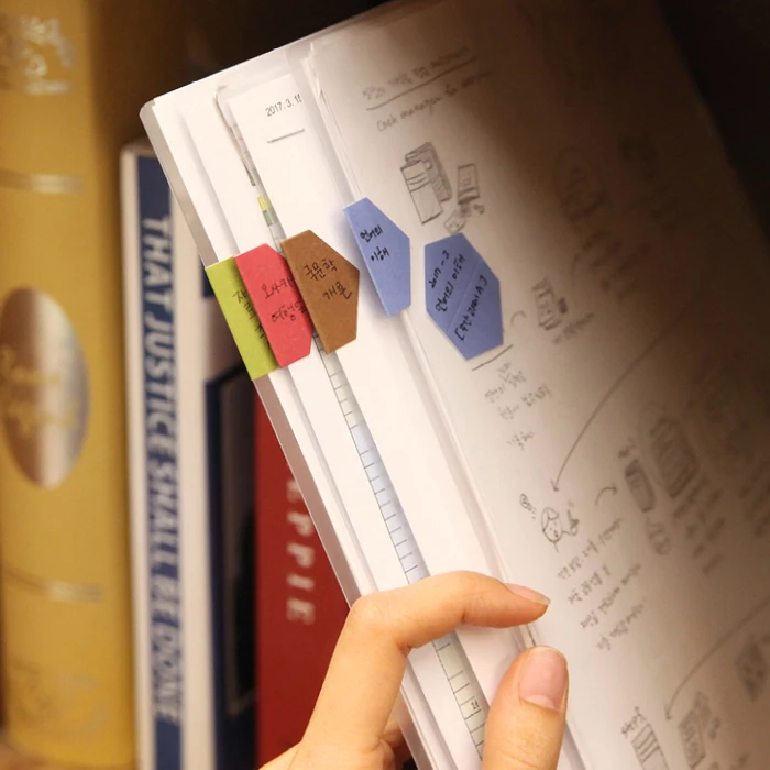 Mohamm 2 Sheets/lot Cute Paper Page Flags Sticky Notes Tabs Planner Stickers Notepad Memo Pads Stationery Bookmark Rainbow