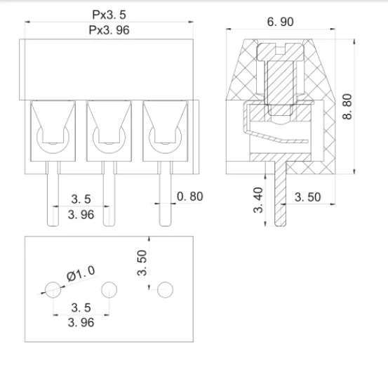 10 قطعة!!! KF350-3.5 KF396-3.96 برغي PCB محطة كتلة 3.5 مللي متر 3.96 مللي متر الملعب 2P/3P